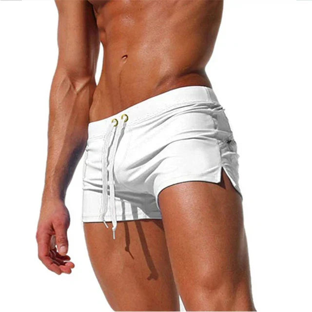 Trendy men's swim shorts with quick-drying material and comfortable fit - Arlan-White-S-State of Style
