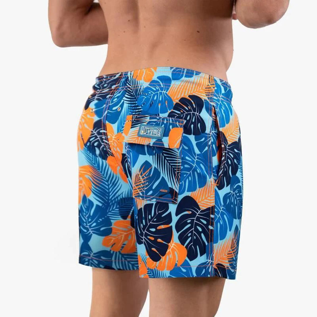 Trendy Men's Swimming Shorts with Print – Julien-Blue Palm-S-State of Style