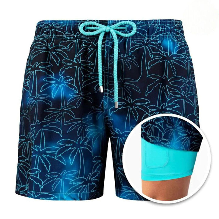 Trendy Men's Swimming Shorts with Print – Julien-Blue Palm-S-State of Style