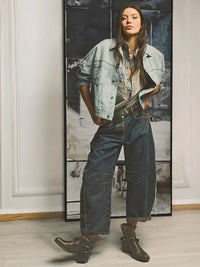 Trendy Mid-Rise Barrel Jeans - Livia-Dark Blue-XS-State of Style