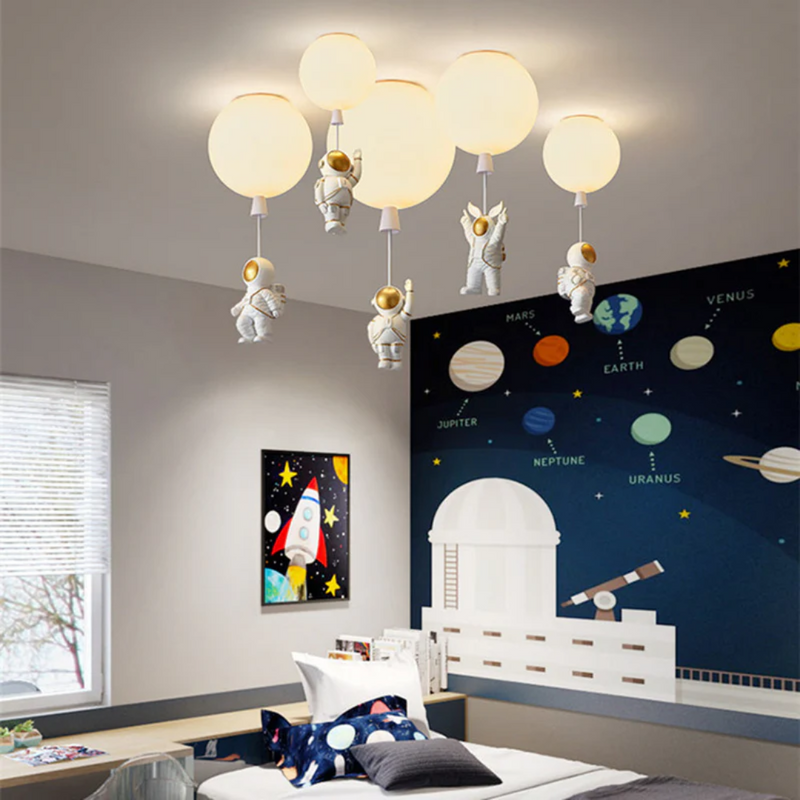 Trendy Moon/Astronaut Children's Room LED Ceiling Light - CosmoGlow-Grey-A-25 cm-State of Style
