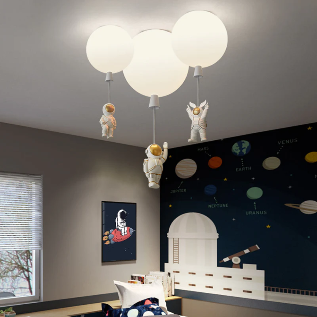 Trendy Moon/Astronaut Children's Room LED Ceiling Light - CosmoGlow-Grey-A-25 cm-State of Style