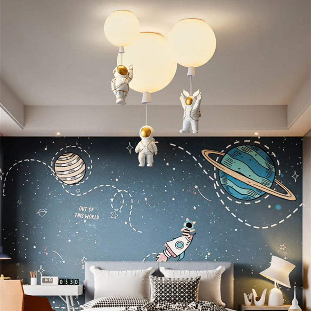 Trendy Moon/Astronaut Children's Room LED Ceiling Light - CosmoGlow-Grey-A-25 cm-State of Style