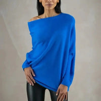 Trendy Off-Shoulder Sweater for Women - Livia-Blue-S-State of Style