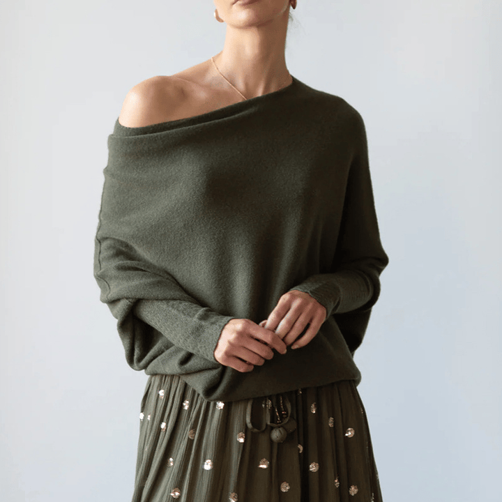 Trendy Off-Shoulder Sweater for Women - Livia-Green-S-State of Style