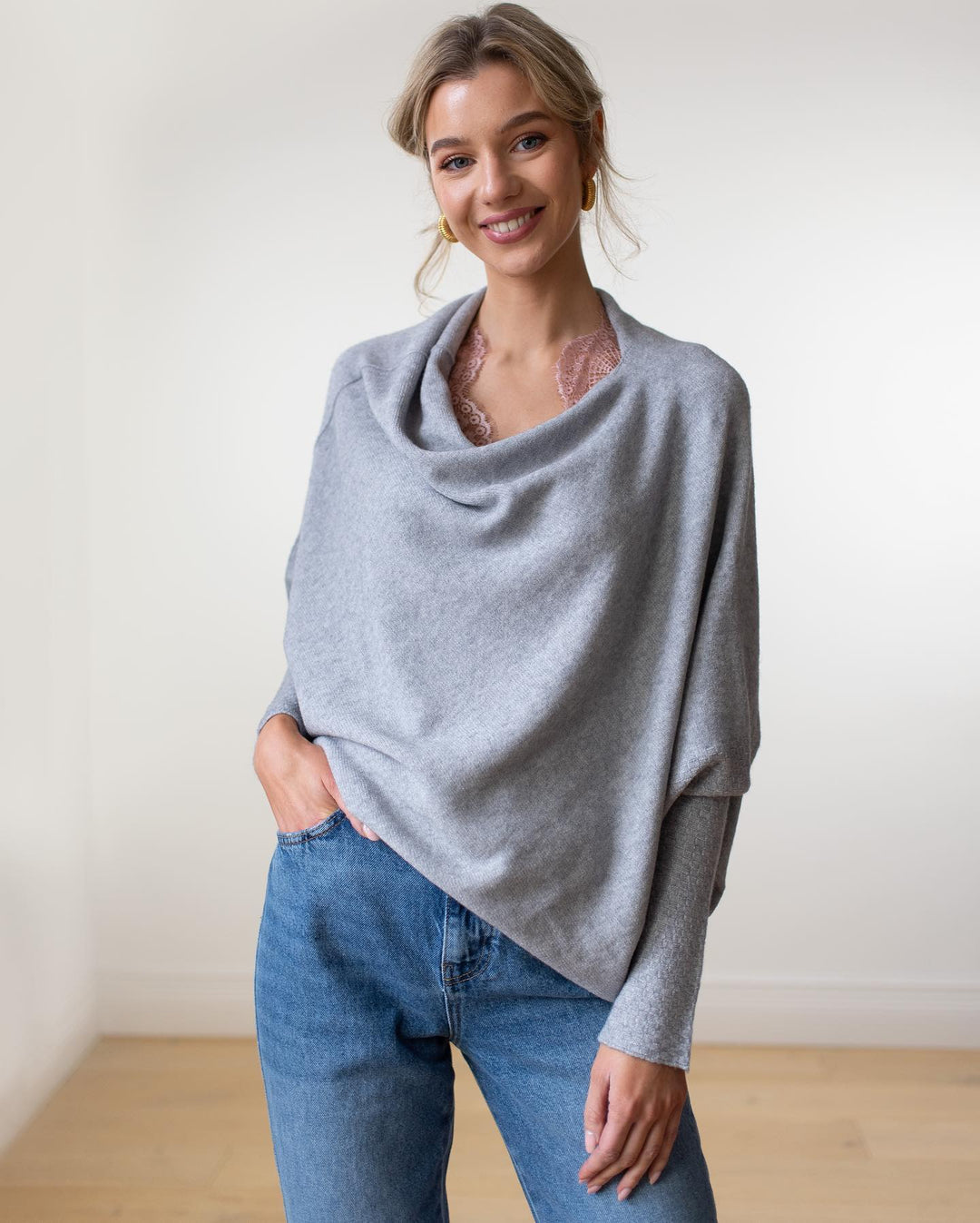 Trendy Off-Shoulder Sweater for Women - Livia-Light grey-S-State of Style