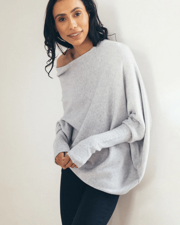 Trendy Off-Shoulder Sweater for Women - Livia-Light grey-S-State of Style