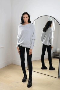 Trendy Off-Shoulder Sweater for Women - Livia-Light grey-S-State of Style
