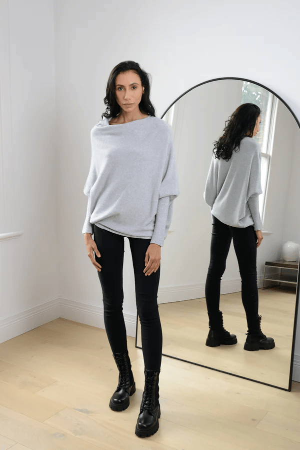 Trendy Off-Shoulder Sweater for Women - Livia-Light grey-S-State of Style