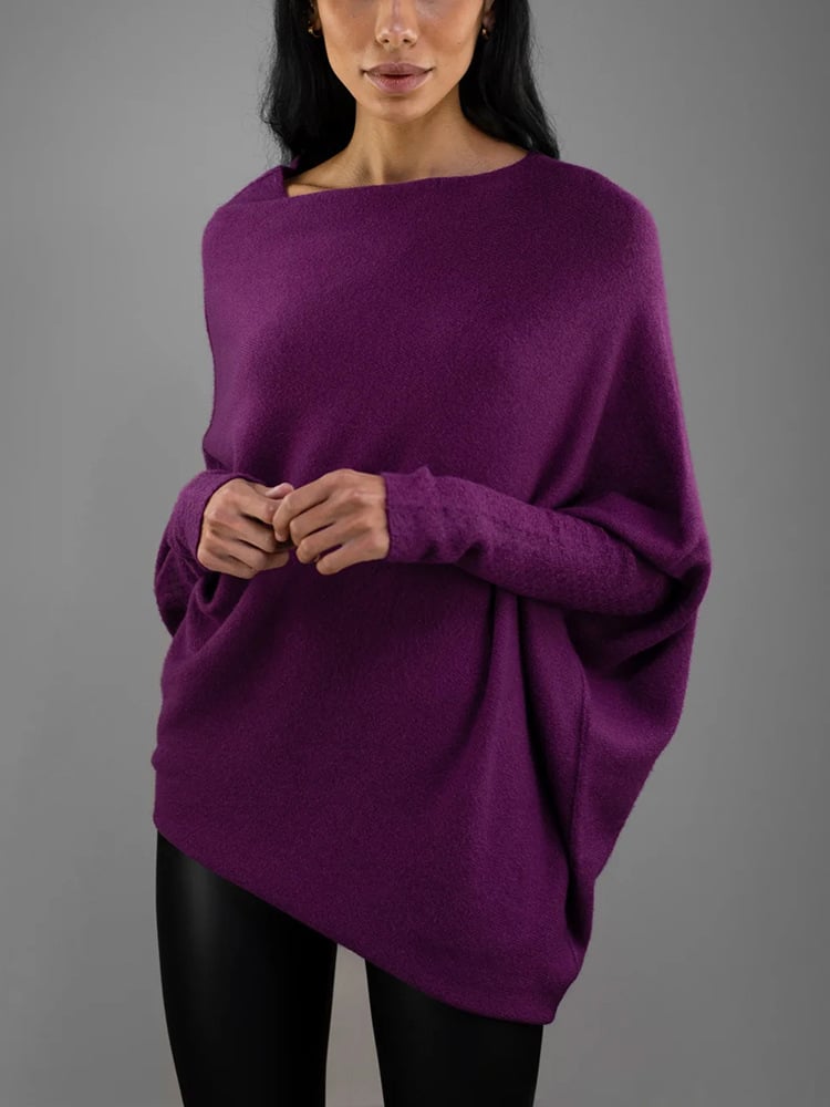 Trendy Off-Shoulder Sweater for Women - Livia-Purple-S-State of Style