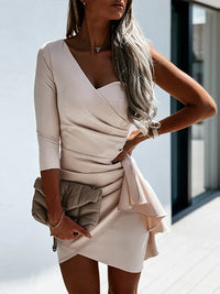 Trendy One Shoulder Dress - Emma-Beige-S-State of Style