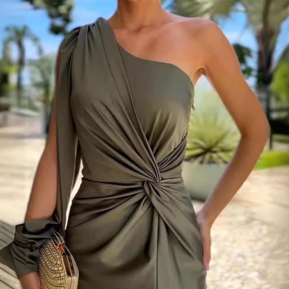 Trendy One-Shoulder Evening Dress - Luna-2XS-State of Style