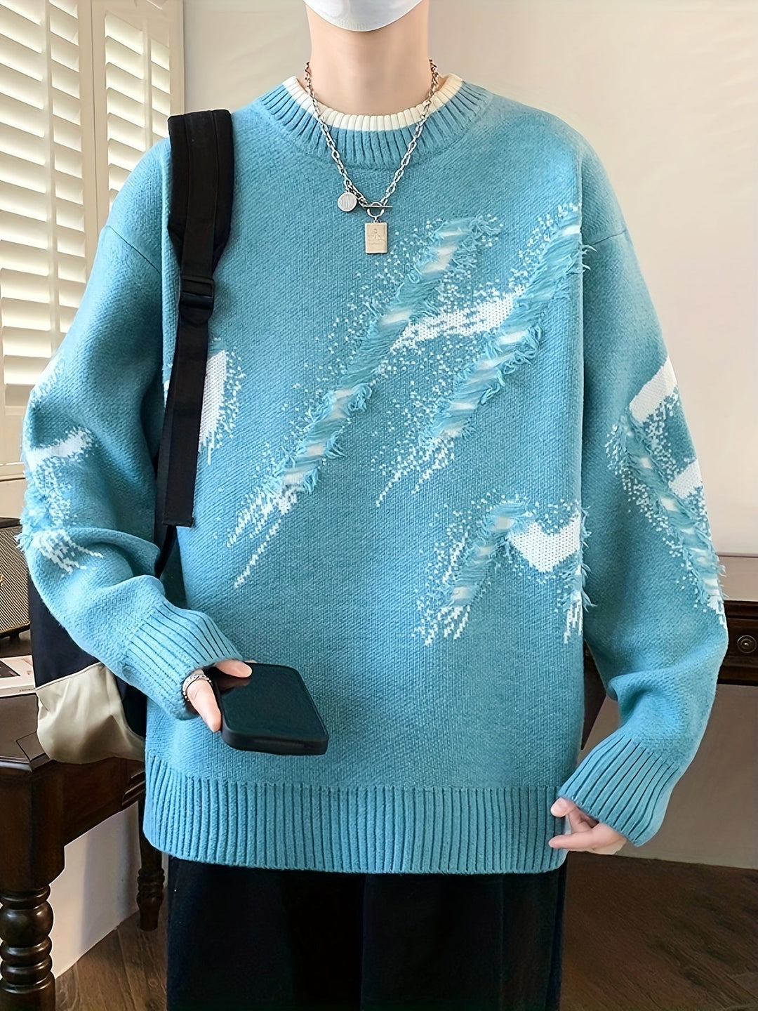 Trendy Oversized Knit Jumper - Ethan-Light Blue-XS-State of Style