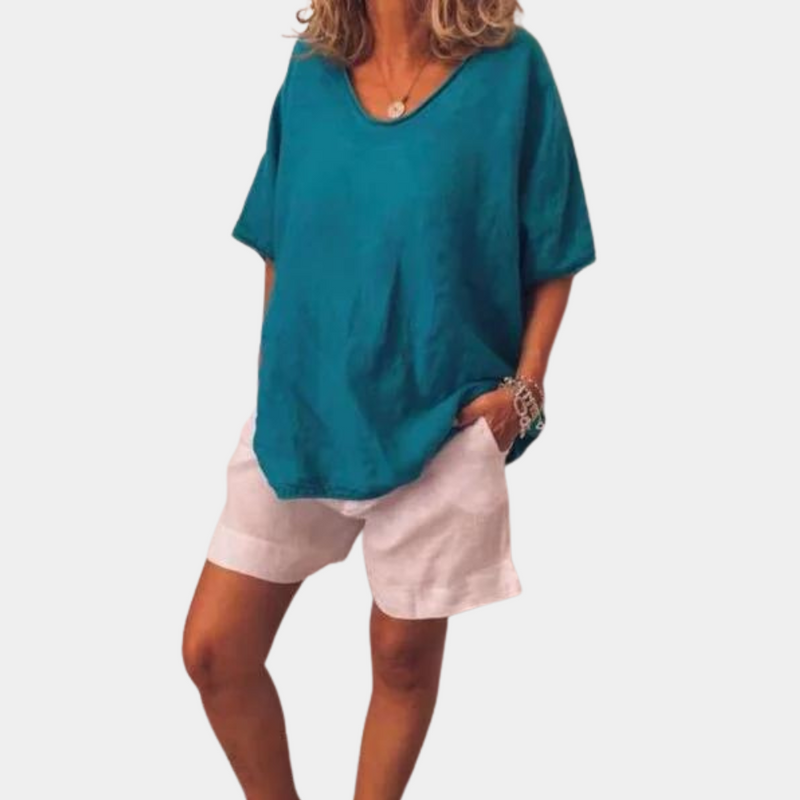 Trendy Oversized Ladies' T-Shirt – Malou-Blue-S-State of Style