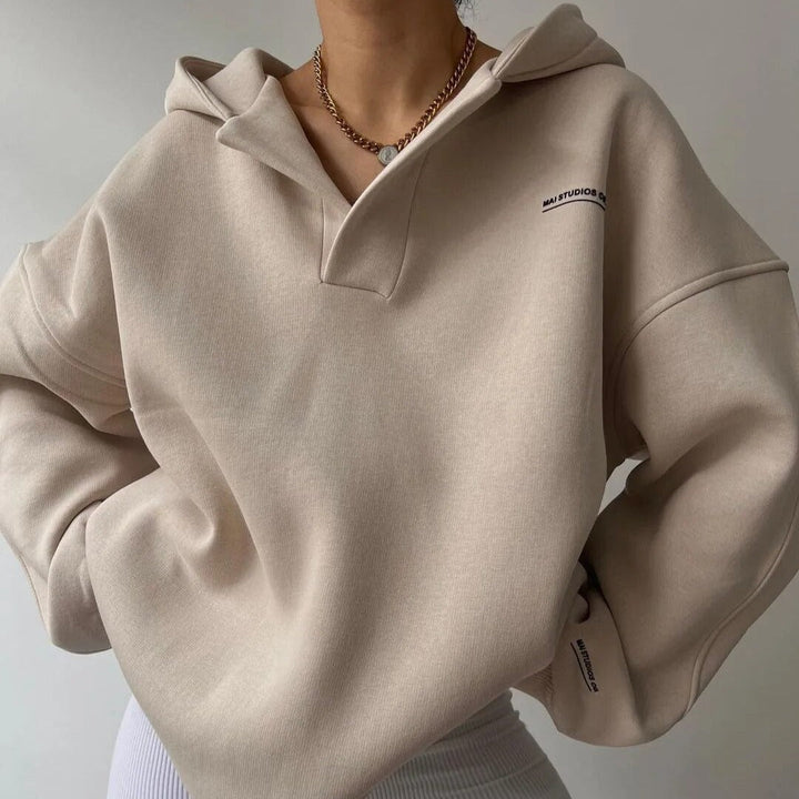 Trendy Oversized Women's Hoodie with Hood - Luna-Beige-S-State of Style