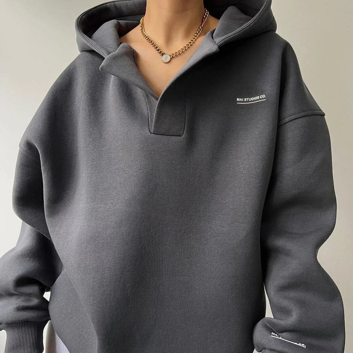 Trendy Oversized Women's Hoodie with Hood - Luna-Dark Grey-S-State of Style