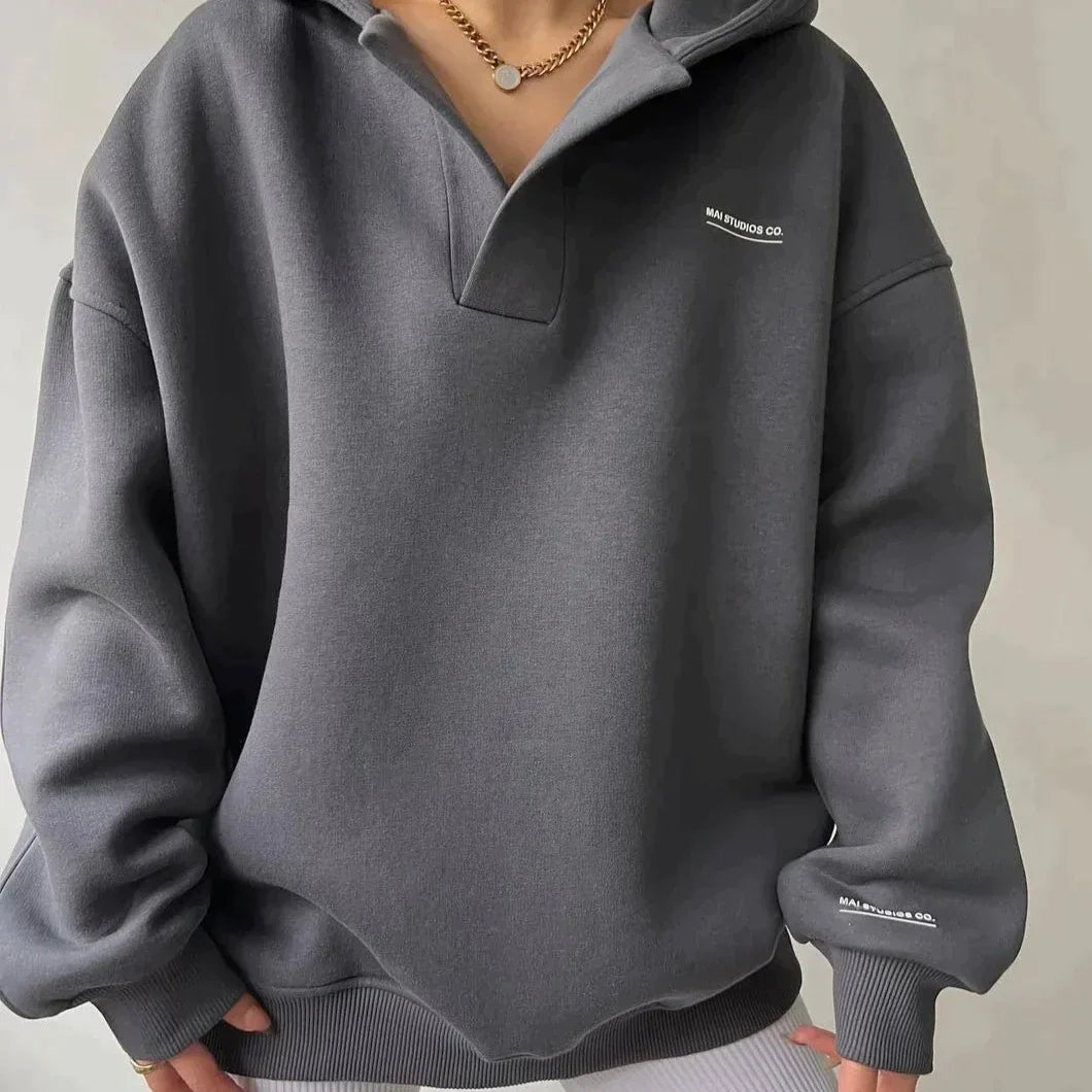 Trendy Oversized Women's Hoodie with Hood - Luna-Khaki-S-State of Style