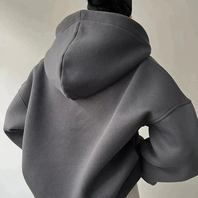 Trendy Oversized Women's Hoodie with Hood - Luna-Khaki-S-State of Style