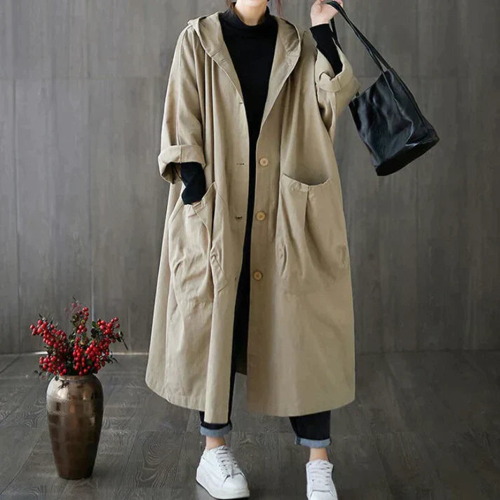 Trendy Oversized Women's Trench Coat - Maren-Khaki-State of Style