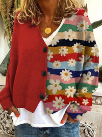 Trendy Patchwork Women’s Buttoned Cardigan - Elise-1-S-State of Style