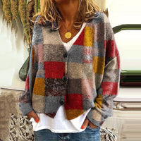 Trendy Patchwork Women’s Buttoned Cardigan - Elise-2-S-State of Style