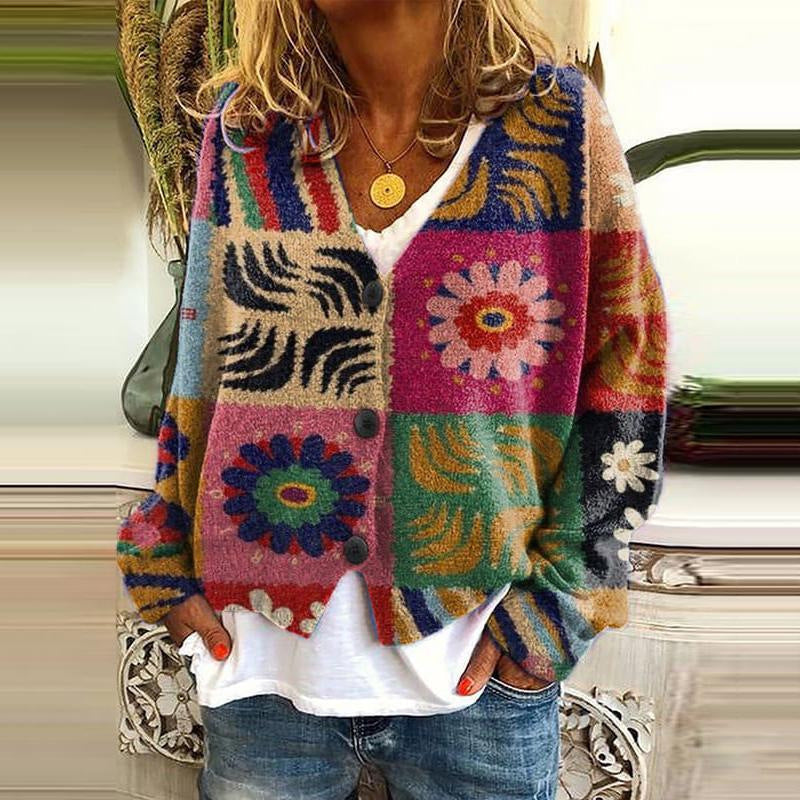 Trendy Patchwork Women’s Buttoned Cardigan - Elise-4-S-State of Style