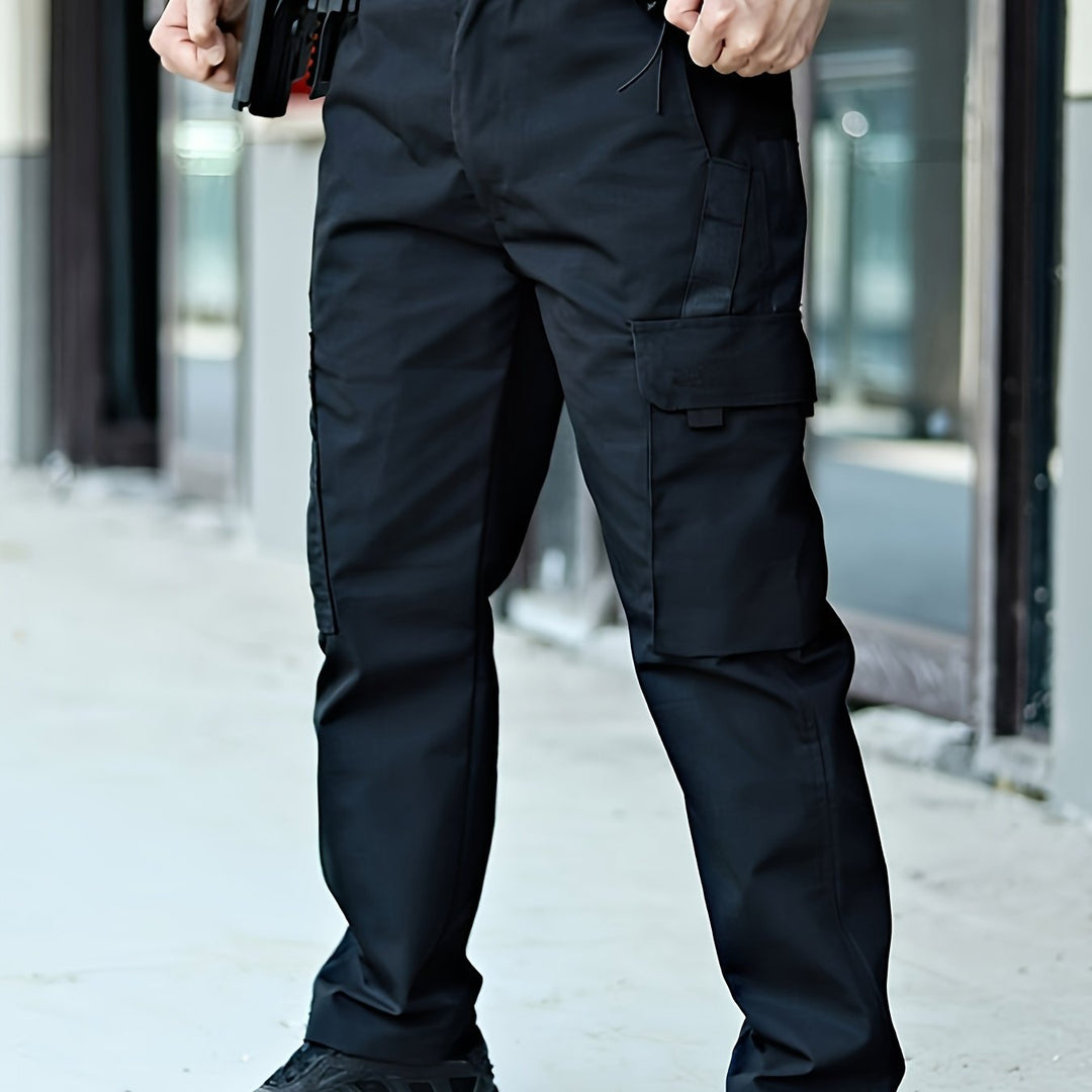 Trendy Plain Men's Cargo Trousers - Lars-Black-S-State of Style