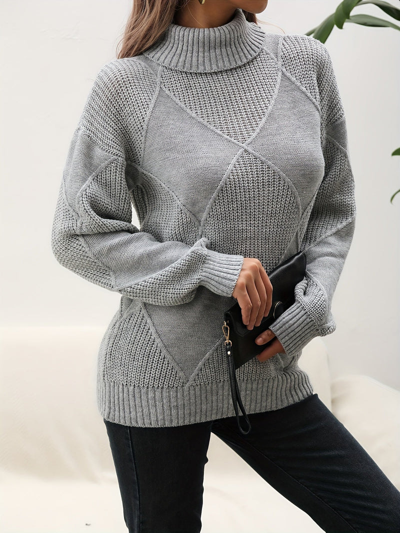 Trendy Plain Turtleneck Jumper - Selena-Yellow-S-State of Style