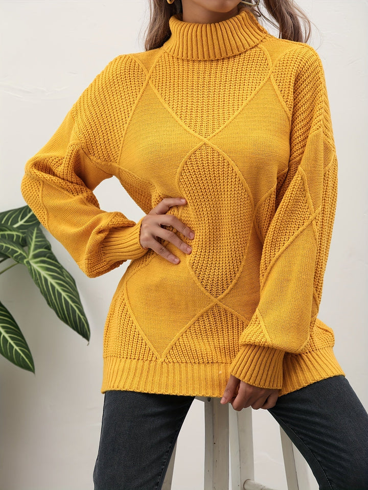 Trendy Plain Turtleneck - Selena-Yellow-S-State of Style