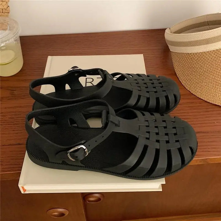 Trendy platform sandals in Korean style for women - Alina-Black-3-State of Style
