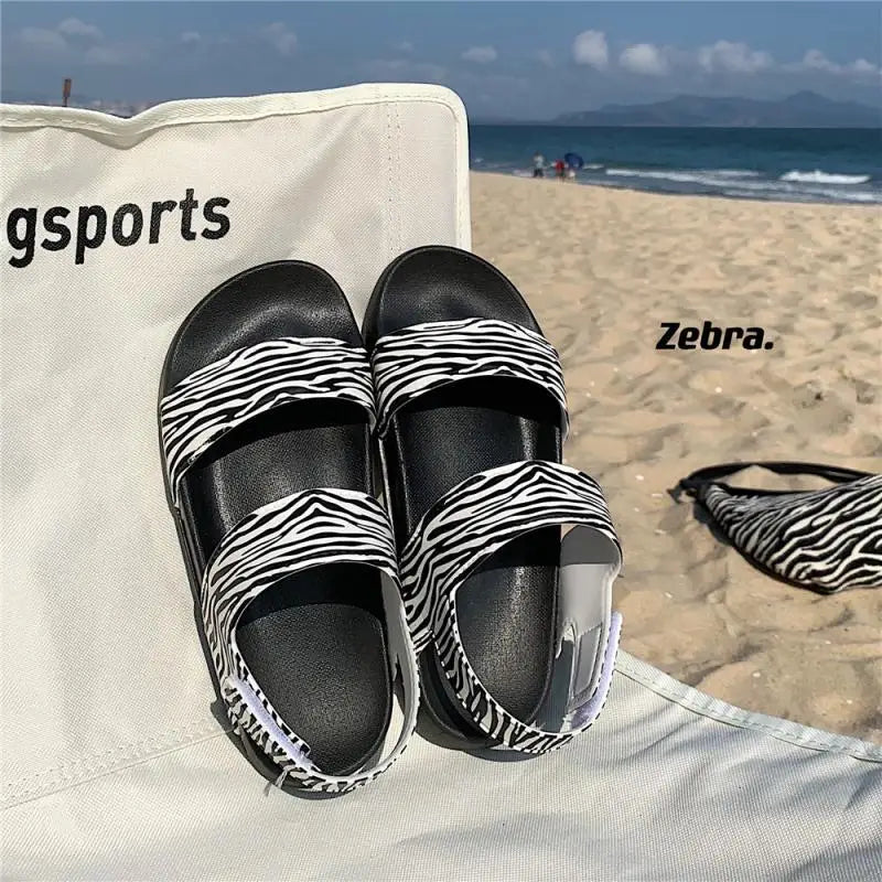 Trendy platform sandals in Korean style for women - Alina-Zebra Black-3-State of Style