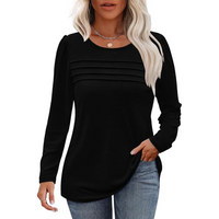 Trendy Pleated Long Sleeve Tunic Top - Sarah-Black-M-State of Style