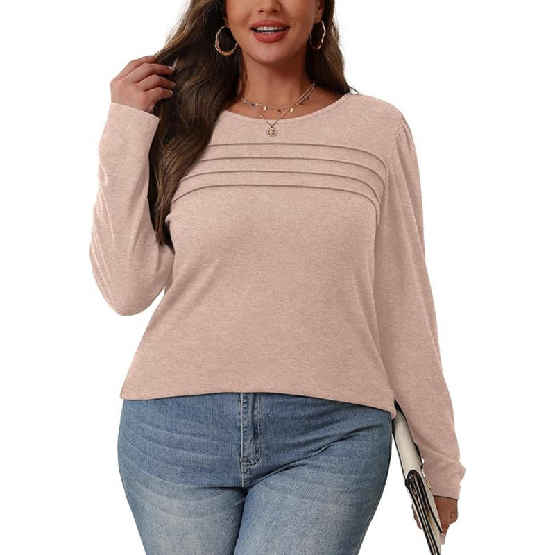 Trendy Pleated Long Sleeve Tunic Top - Sarah-White-M-State of Style