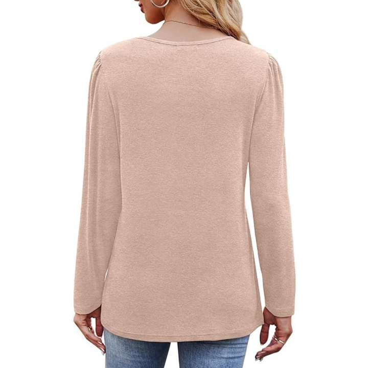 Trendy Pleated Long Sleeve Tunic Top - Sarah-White-M-State of Style