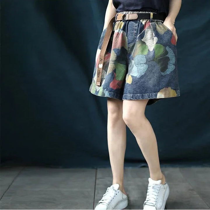 Trendy Printed Denim Shorts in Plus Size for Summer-Black-2XL-State of Style