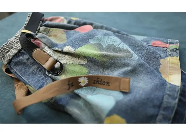 Trendy Printed Denim Shorts in Plus Size for Summer-Black-2XL-State of Style