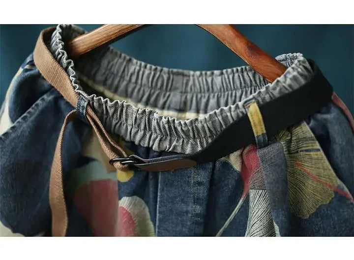 Trendy Printed Denim Shorts in Plus Size for Summer-Black-2XL-State of Style