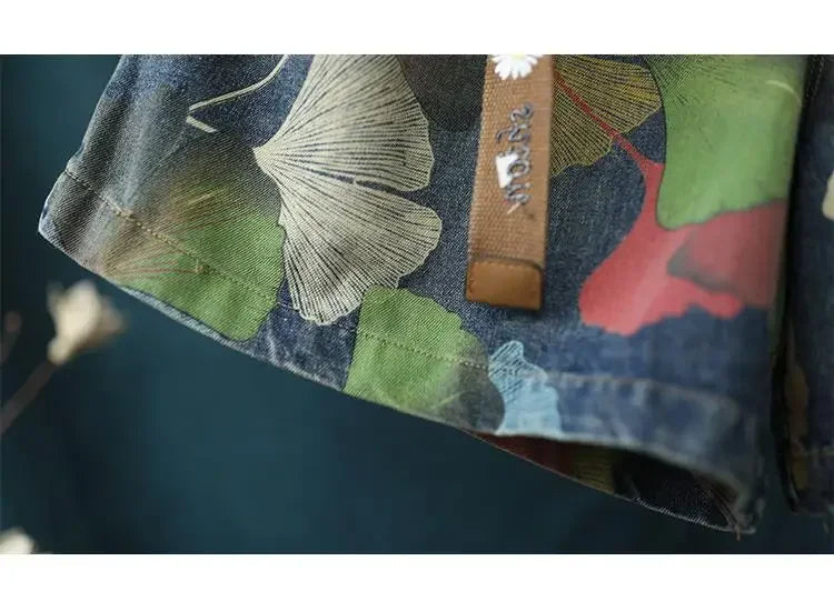 Trendy Printed Denim Shorts in Plus Size for Summer-Black-2XL-State of Style