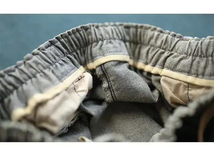 Trendy Printed Denim Shorts in Plus Size for Summer-Black-2XL-State of Style