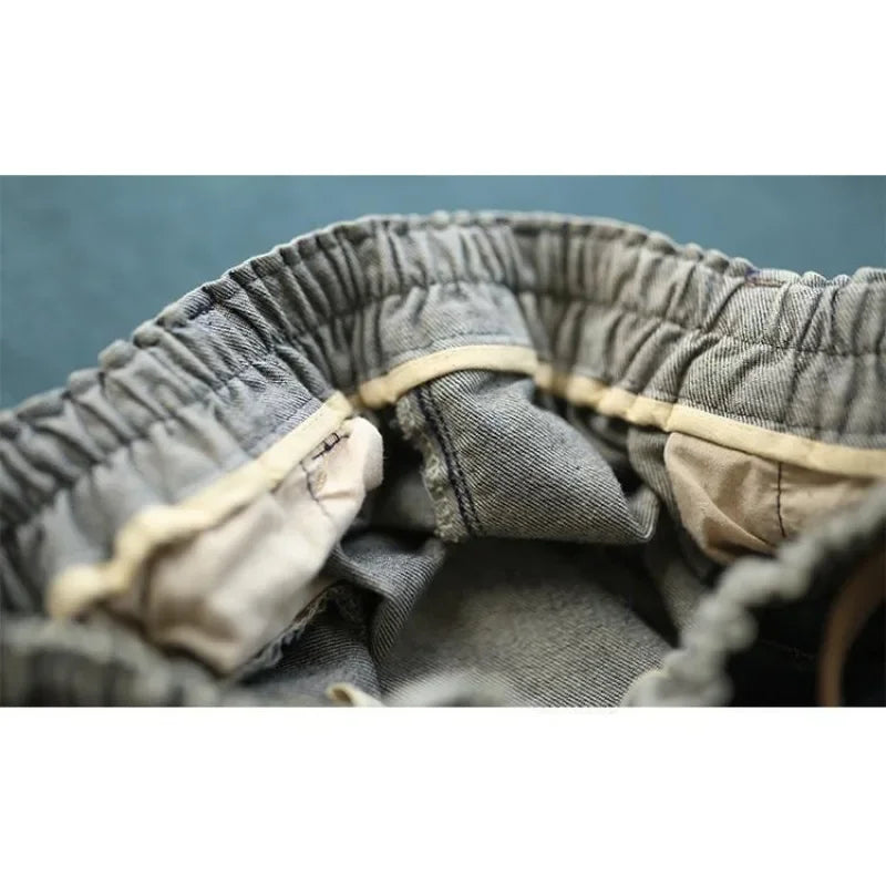 Trendy Printed Denim Shorts in Plus Size for Summer-Black-2XL-State of Style