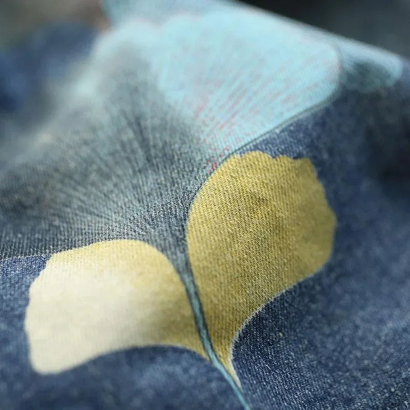 Trendy Printed Denim Shorts in Plus Size for Summer-Black-2XL-State of Style