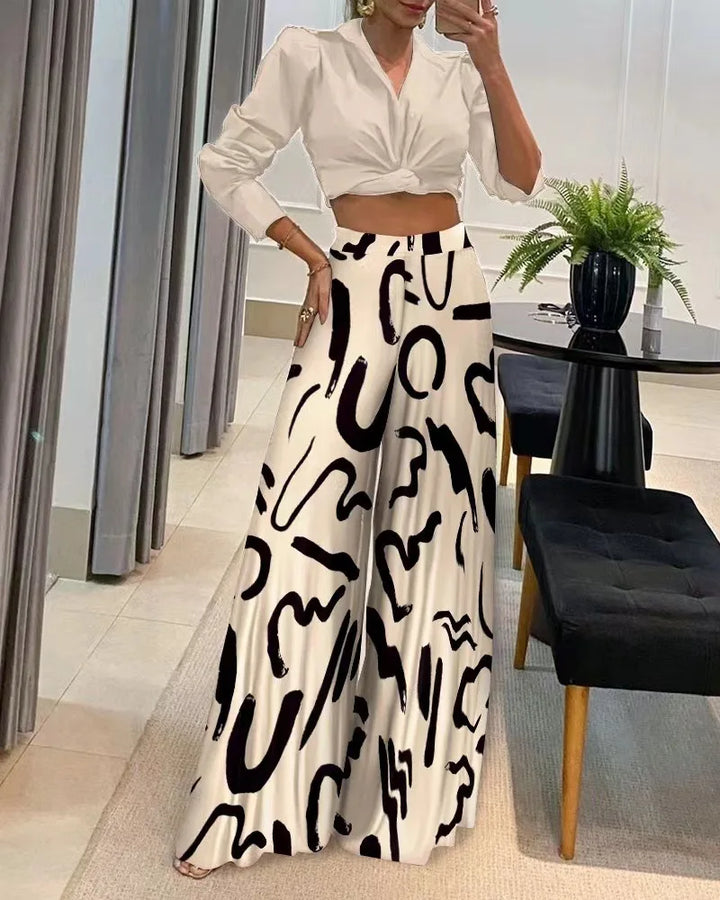 Trendy Printed Pants - Sara-White-S-State of Style