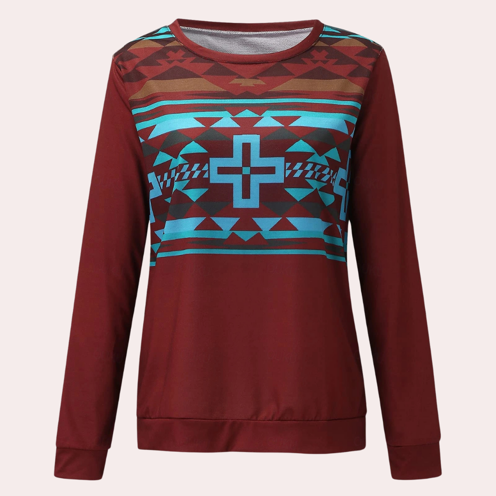 Trendy Printed Women's Sweatshirt - Sienna-Red-XS-State of Style
