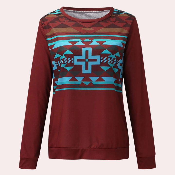 Trendy Printed Women's Sweatshirt - Sienna-Red-XS-State of Style