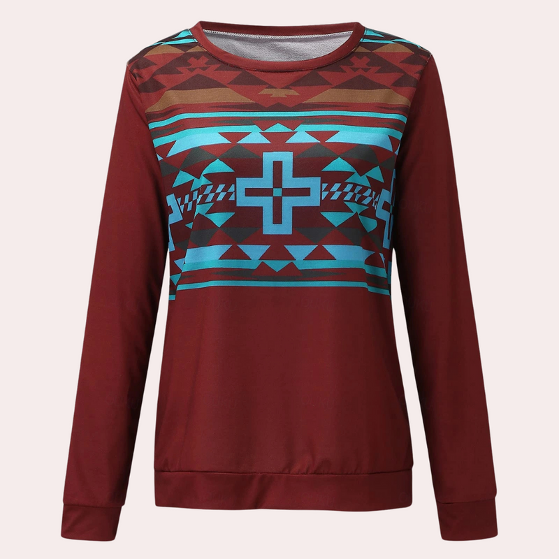 Trendy Printed Women's Sweatshirt - Sienna-Red-XS-State of Style