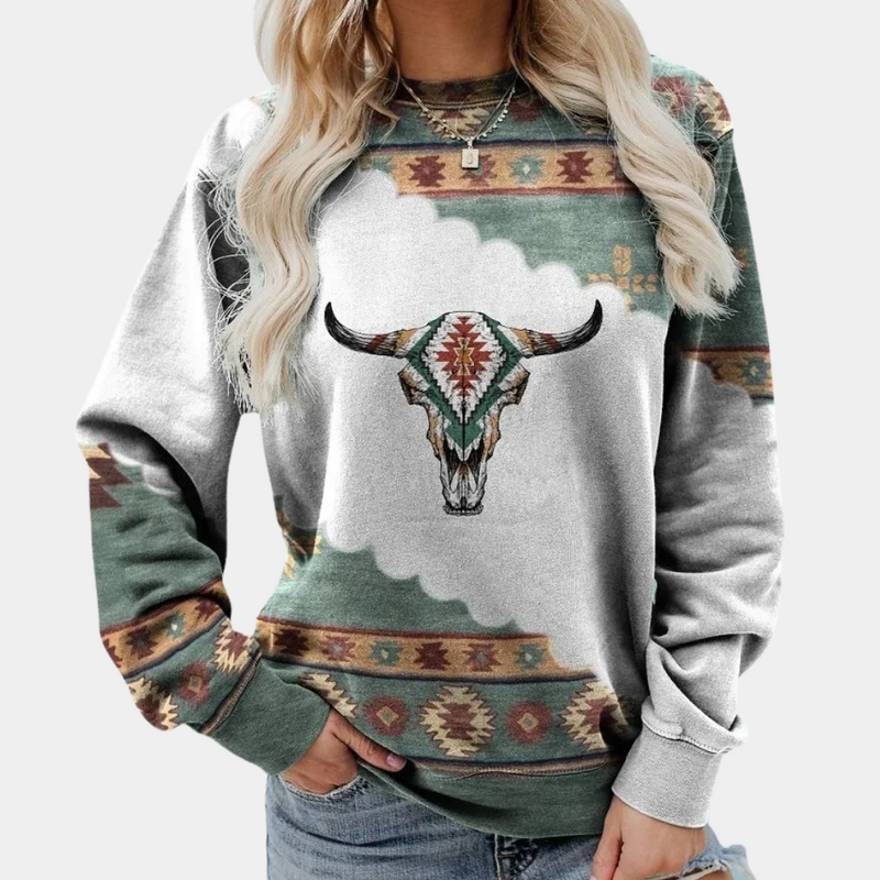 Trendy Printed Women's Sweatshirt - Sienna-White-XS-State of Style