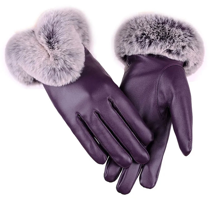Trendy PU Leather Gloves - SilkGlide-Purple-State of Style