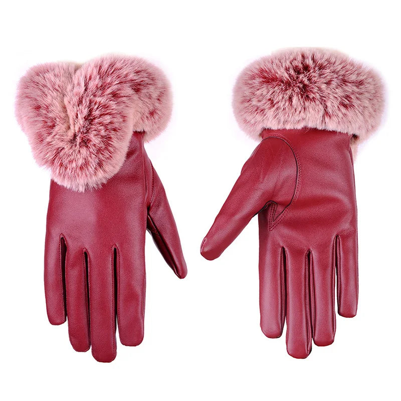 Trendy PU Leather Gloves - SilkGlide-Purple-State of Style