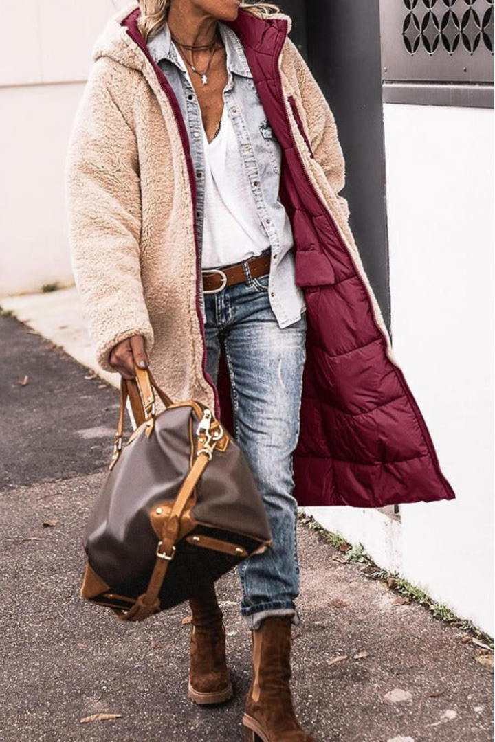 Trendy Reversible Women’s Winter Coat – Sofia-Brown-S-State of Style