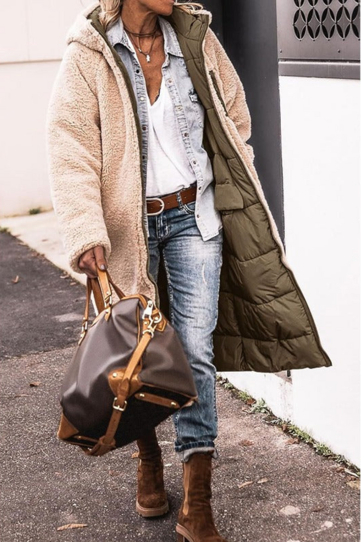 Trendy Reversible Women’s Winter Coat – Sofia-Brown-S-State of Style